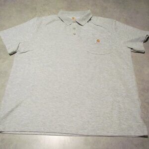 Carhartt Polo Shirt Mens Large Adult Gray Pocket Short Sleeve Golf